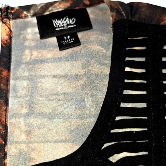 Women's Small Brown Black Lace Sleeveless Top Shirt Blouse Miss Size 4 6 S - Picture 3 of 6